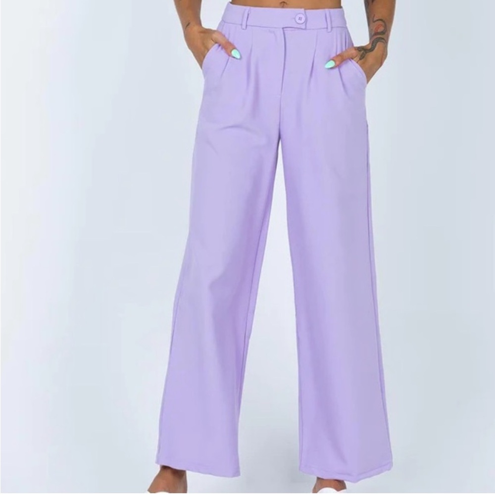 Princess Polly Huxley High Waisted Wide Leg Pants- lilac (top not included)